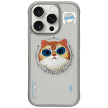 Заредете изображение във визуализатора на галерията – NIMMY case GLASSES COOL CAT compatible with MagSafe for IPHONE 16 Pro gray
