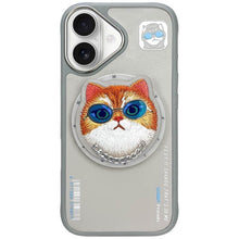 Заредете изображение във визуализатора на галерията – NIMMY case GLASSES COOL CAT compatible with MagSafe for IPHONE 16 gray
