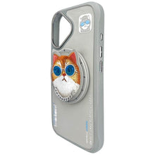 Заредете изображение във визуализатора на галерията – NIMMY case GLASSES COOL CAT compatible with MagSafe for IPHONE 16 gray
