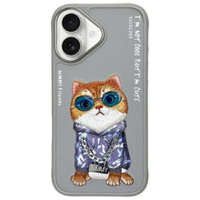 Заредете изображение във визуализатора на галерията – Гръб NIMMY GLASSES COOL CAT за IPHONE 16 сив
