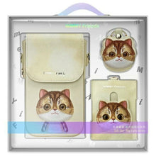 Заредете изображение във визуализатора на галерията – NIMMY set 3in1 phone bag + wallet + gps cover BIG EYED PET 2.0 Cat khaki
