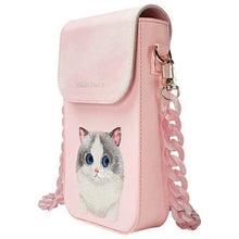 Заредете изображение във визуализатора на галерията – NIMMY set 3in1 phone bag + wallet + gps cover BIG EYED PET 2.0 Cat pink

