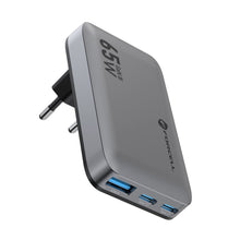 Заредете изображение във визуализатора на галерията – FORCELL F-ENERGY GaN VT-47 Ultra Slim travel charger 2 x Type C + USB A PD QC4.0 4A 65W gray
