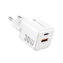 Заредете изображение във визуализатора на галерията – FORCELL F-ENERGY Mini GaN III VT-35 travel charger with 1 x Type C + 1x USB A sockets, PD QC4.0 30W white
