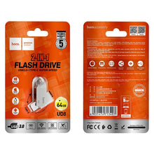 Заредете изображение във визуализатора на галерията – HOCO pendrive USB A + USB C UD8 64GB USB3.0
