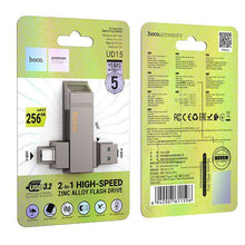 Заредете изображение във визуализатора на галерията – HOCO pendrive USB A + USB C UD15 256GB USB3.2
