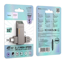 Заредете изображение във визуализатора на галерията – HOCO pendrive USB A + USB C UD15 32GB USB3.2
