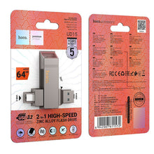 Заредете изображение във визуализатора на галерията – HOCO pendrive USB A + USB C UD15 64GB USB3.2
