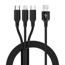 Заредете изображение във визуализатора на галерията – Cable 3in1 USB A to Lightning / Type C / Micro USB C171 1,2 m black
