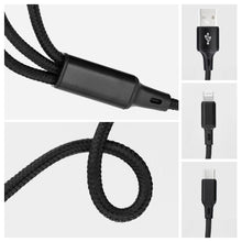 Заредете изображение във визуализатора на галерията – Cable 3in1 USB A to Lightning / Type C / Micro USB C171 1,2 m black

