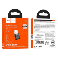 Заредете изображение във визуализатора на галерията – HOCO wireless network card for USB2.0 WiFi5 HI33 black
