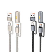 Заредете изображение във визуализатора на галерията – Кабел Hoco All-in-one USB A / Type C to Type C / Cigarette lighter 3A 60W U138 1,2 m сив
