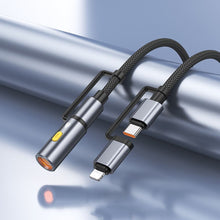 Заредете изображение във визуализатора на галерията – Кабел Hoco All-in-one Type C / Lightning to Type C / Cigarette lighter PD 3A 60W U138 1,2 m сив
