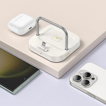 Заредете изображение във визуализатора на галерията – HOCO desktop charger 2in1 Type C + wireless charging 5W PD QC 3A 30W CQ16B milky white
