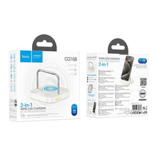 Заредете изображение във визуализатора на галерията – HOCO desktop charger 2in1 Type C + wireless charging 5W PD QC 3A 30W CQ16B milky white
