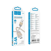 Заредете изображение във визуализатора на галерията – Кабел Hoco USB A to Micro USB 2,4A X110 1 m златист
