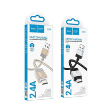 Заредете изображение във визуализатора на галерията – Кабел Hoco USB A to Micro USB 2,4A X110 1 m златист
