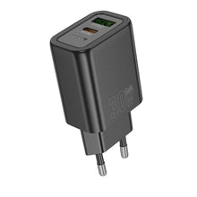 Заредете изображение във визуализатора на галерията – HOCO wall charger USB A + Type C PD QC3.0 3A 30W N63 black
