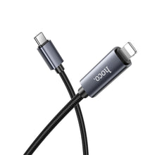 Заредете изображение във визуализатора на галерията – Кабел Hoco Type C to Lightning with display PD 27W X112 1 m черен
