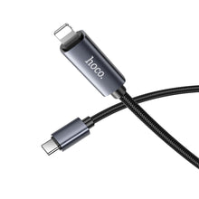 Заредете изображение във визуализатора на галерията – Кабел Hoco Type C to Lightning with display PD 27W X112 1 m черен

