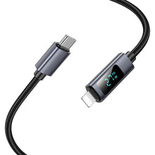 Заредете изображение във визуализатора на галерията – Кабел Hoco Type C to Lightning with display PD 27W X112 1 m черен
