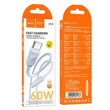 Заредете изображение във визуализатора на галерията – Кабел Hoco Type C to Type C 3A 60W X114 1 m син
