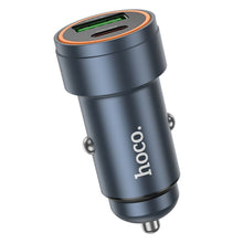 Заредете изображение във визуализатора на галерията – HOCO car charger USB A + Type C PD QC3.0 3A 30W Z57A metal gray
