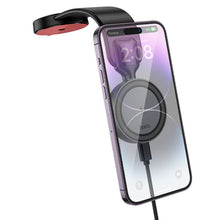 Заредете изображение във визуализатора на галерията – HOCO car holder with wireless charging for center console compatible with MagSafe 15W HW29 black metal gray
