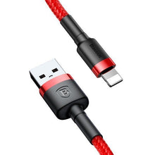 Заредете изображение във визуализатора на галерията – BASEUS кабел USB A към Lightning 2A Cafule CALKLF-RV1 3 м черен златен
