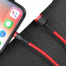Заредете изображение във визуализатора на галерията – BASEUS кабел USB A към Lightning 2A Cafule CALKLF-RV1 3 м черен златен
