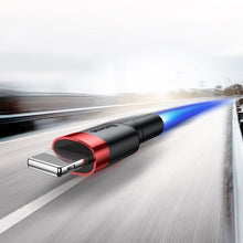 Заредете изображение във визуализатора на галерията – BASEUS кабел USB A към Lightning 2A Cafule CALKLF-RV1 3 м черен златен
