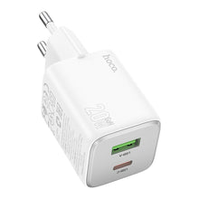 Заредете изображение във визуализатора на галерията – HOCO зарядно USB A + Type C + кабел Type C към Lightning PD QC 3A 20W N41 бяло
