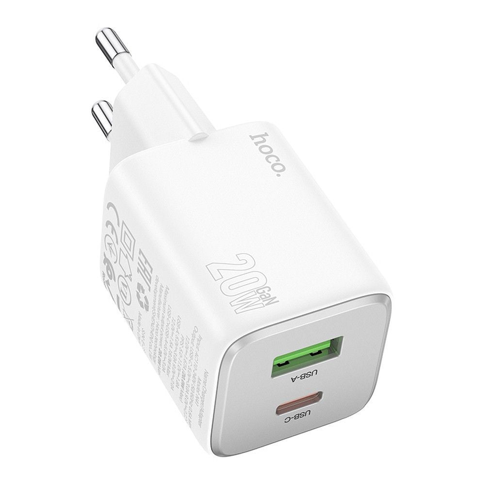 HOCO зарядно USB A + Type C + кабел Type C към Lightning PD QC 3A 20W N41 бяло