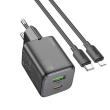 Заредете изображение във визуализатора на галерията – HOCO зарядно USB A + Type C PD QC 3A 20W N41 бяло
