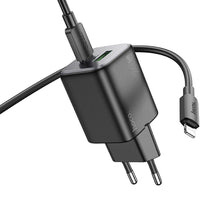 Заредете изображение във визуализатора на галерията – HOCO зарядно USB A + Type C PD QC 3A 20W N41 бяло

