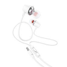 Заредете изображение във визуализатора на галерията – HOCO wire earphones Jack 3,5 mm with microphone M107 white
