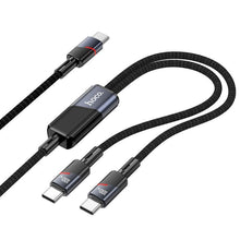 Заредете изображение във визуализатора на галерията – Cable 2in1 USB C to USB C / USB C Hoco 5A 100W 1,2 m U139 black
