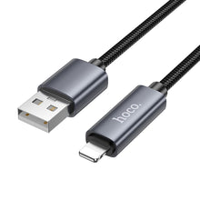 Заредете изображение във визуализатора на галерията – Cable USB A to Lightning Hoco 2,4A with display 1 m X112 black
