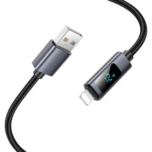 Заредете изображение във визуализатора на галерията – Cable USB A to Lightning Hoco 2,4A with display 1 m X112 black
