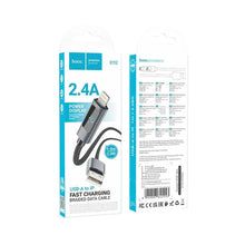 Заредете изображение във визуализатора на галерията – Cable USB A to Lightning Hoco 2,4A with display 1 m X112 black
