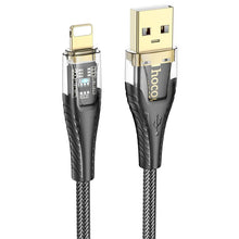 Заредете изображение във визуализатора на галерията – Cable USB A to Lightning Hoco 2,4A 1,2 m U121 black transparent
