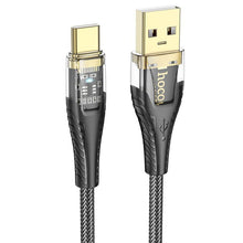 Заредете изображение във визуализатора на галерията – Cable USB A to USB C Hoco 2,4A 1,2 m U121 black transparent
