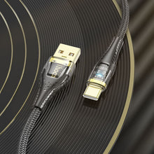 Заредете изображение във визуализатора на галерията – Cable USB A to USB C Hoco 2,4A 1,2 m U121 black transparent
