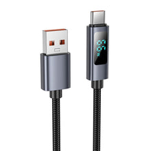 Заредете изображение във визуализатора на галерията – Cable USB A to USB C Hoco 5A with display 1 m X112 black
