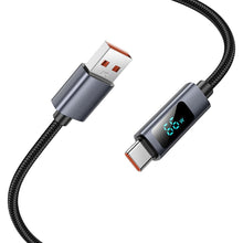 Заредете изображение във визуализатора на галерията – Cable USB A to USB C Hoco 5A with display 1 m X112 black
