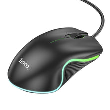 Заредете изображение във визуализатора на галерията – HOCO wire computer mouse USB A 1000 DPI with flashing GM19 black
