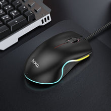 Заредете изображение във визуализатора на галерията – HOCO wire computer mouse USB A 1000 DPI with flashing GM19 black
