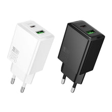 Заредете изображение във визуализатора на галерията – HOCO wall charger USB A + Type C PD QC3.0 AFC 3A 30W N71 black
