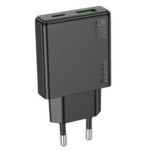Заредете изображение във визуализатора на галерията – HOCO slim wall charger USB A + Type C PD QC3.0 3A 20W N38 black
