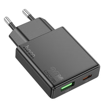 Заредете изображение във визуализатора на галерията – HOCO slim wall charger USB A + Type C PD QC3.0 3A 20W N38 black
